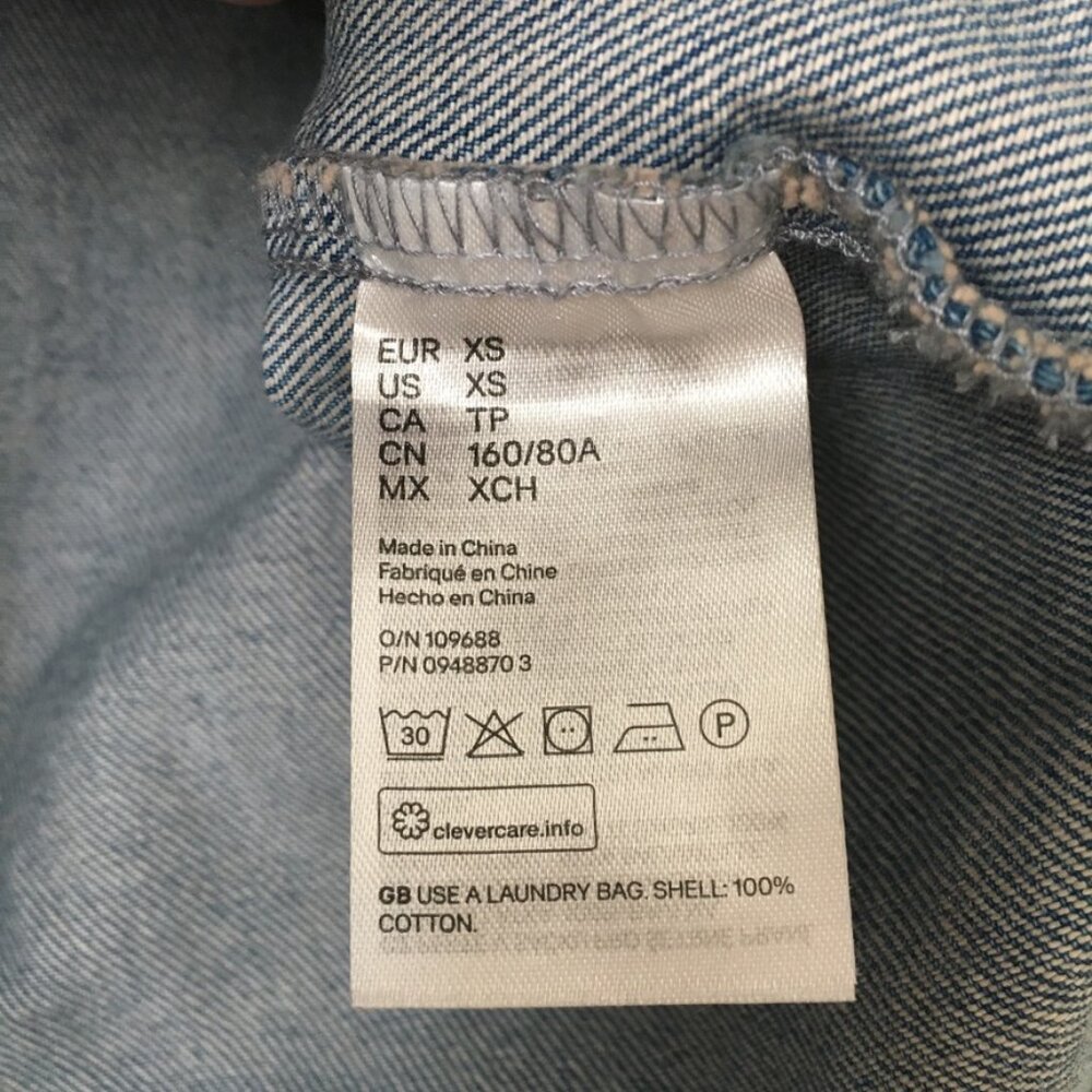 H&M DIY Distressed Denim Vest Womens XS Blue Jean Vest - Picture 6 of 11